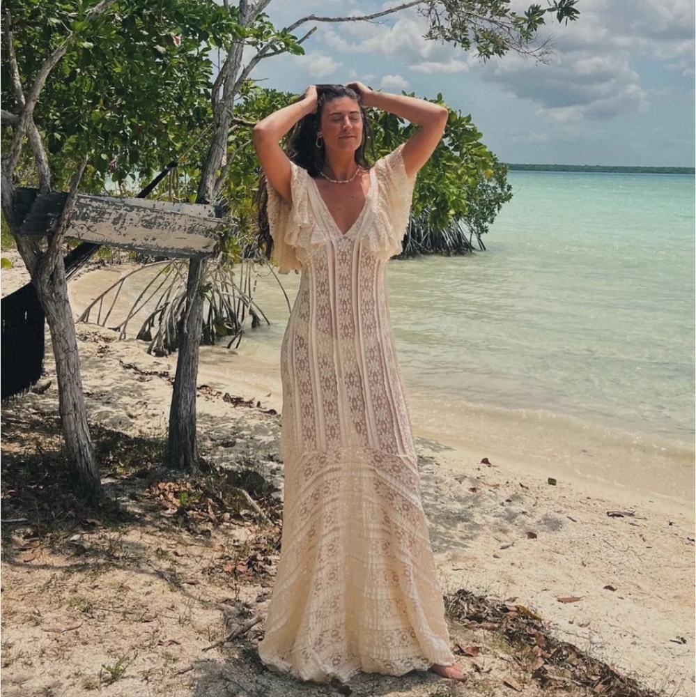 Free People INTIMATELY Oiu Oiu Ruffle Lace Slip Dress